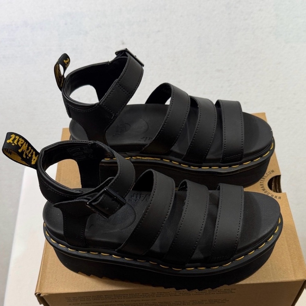 Dr. Martens Blaire Quad Black Platform Strappy Sandals Size 8 - Picture 2 of 7